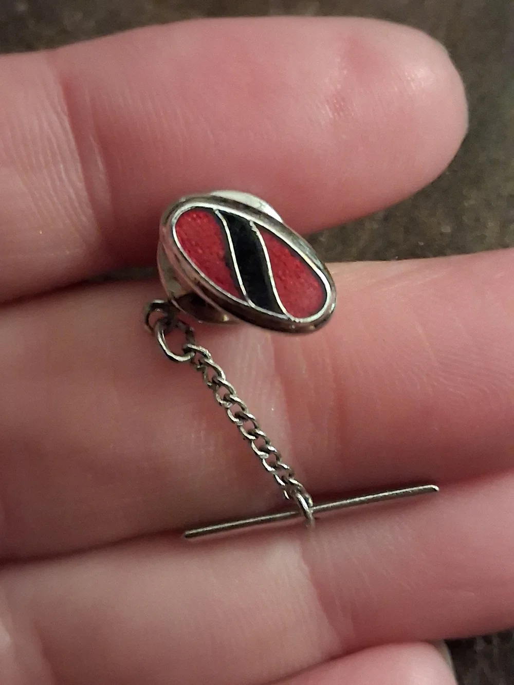 Red and Black Oval Tie Tack - Women Jewelry